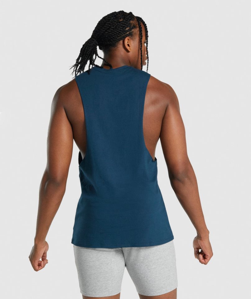 Men's Gymshark Critical 2.0 Drop Arm Tanks Navy | CA 7ND658